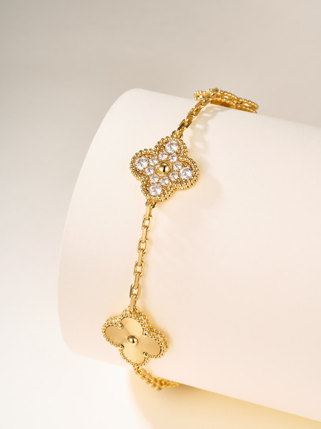 Van Cleef & Arpels Alhambra Gold Bracelet with Diamonds